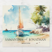 ミニマエレガントリストの水彩船クルーズ結婚ーズ スパークリングワインラベル (シングルラベル)