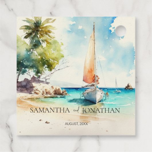 ミニマエレガントリストの水彩船クルーズ結婚ーズ フェイバータグ (裏面)