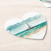 ミニマエレガントリストの水彩船クルーズ結婚ーズ ペーパーコースター (アングル)