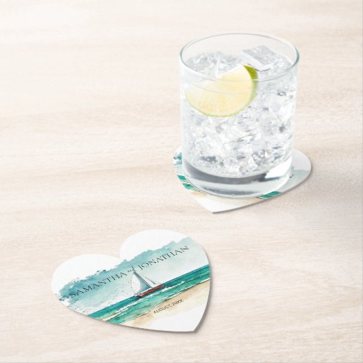 ミニマエレガントリストの水彩船クルーズ結婚ーズ ペーパーコースター (インサイチュ)