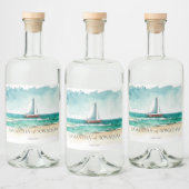 ミニマエレガントリストの水彩船クルーズ結婚ーズ リキュールボトルラベル (ボトル)