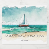 ミニマエレガントリストの水彩船クルーズ結婚ーズ リキュールボトルラベル (シングルラベル)