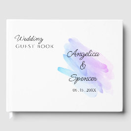 ミニマエレガントリストの水色パープルブルー結婚ズ ゲストブック