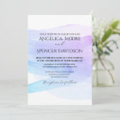 ミニマエレガントリストの水色パープルブルー結婚ズ 招待状 (スタンド正面)