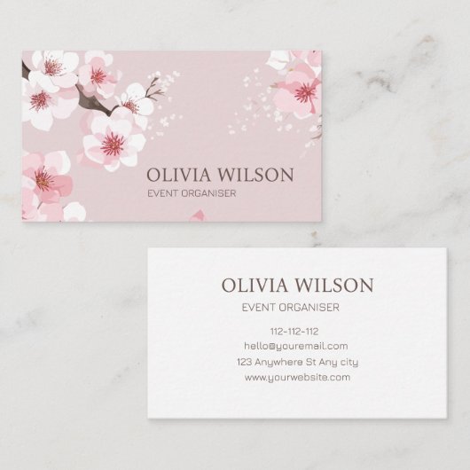 ミニマエレガントリストの水色ピンクと白 名刺 (正面/裏面)