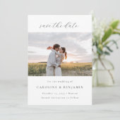 ミニマエレガントリストの白いスクリプ結婚トの2枚の写真 セーブザデート (スタンド正面)