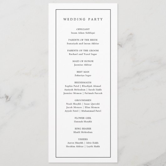 ミニマエレガントリストの白黒イスラム結婚教徒 プログラム (裏面)