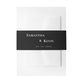 ミニマエレガントリストの白黒クラシックの結婚 招待状ベリーバンド