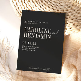 ミニマエレガントリストの白黒スクリプ結婚ト 招待状