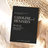 ミニマエレガントリストの白黒スクリプ結婚ト 招待状