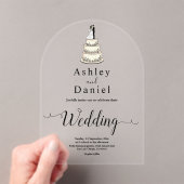 ミニマエレガントリストの白黒モダン結婚の アクリル招待状 (インサイチュ (ポータブル))