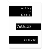 ミニマエレガントリストの白黒モダン結婚の テーブルナンバー (裏面)