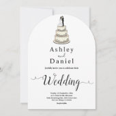 ミニマエレガントリストの白黒モダン結婚の 招待状 (正面)