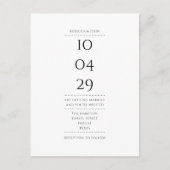 ミニマエレガントリストの白黒結婚デート インビテーションポストカード (正面)