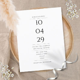 ミニマエレガントリストの白黒結婚デート インビテーションポストカード