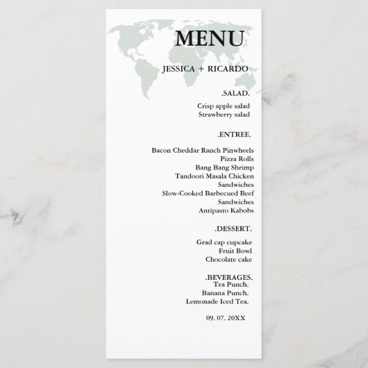 ミニマエレガントリストの目的地のセージ結婚グリーン メニュー (正面)