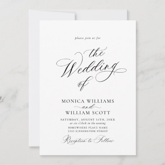 ミニマエレガントリストの結婚写真QRコード写真 招待状 (正面)