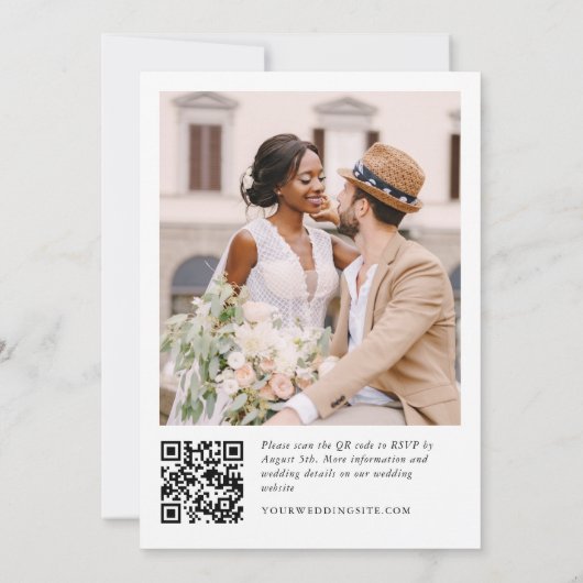 ミニマエレガントリストの結婚写真QRコード写真 招待状 (裏面)