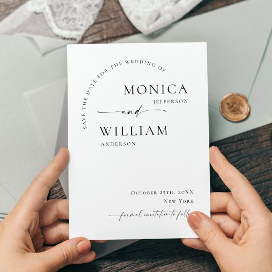 ミニマエレガントリストの結婚式の日付を保存 ポストカード