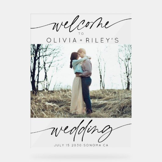 ミニマエレガントリストの結婚歓迎の曇り写真 アクリルサイン (正面)