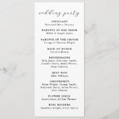 ミニマエレガントリストの結婚脚本の式 プログラム (裏面)