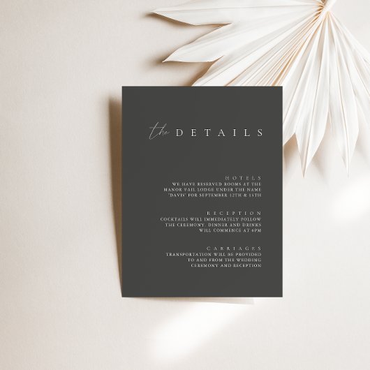 ミニマエレガントリストの結婚詳細エンクロージャカード 招待状