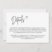 ミニマエレガントリストの結婚詳細エンクロージャカード 招待状 (正面)