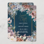 ミニマエレガントリストの緑のフローラ金ゴールド日付の保存 セーブザデート (正面/裏面)