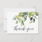 ミニマエレガントリストの緑のボタ空白のニカル結婚ズ サンキューカード (正面)