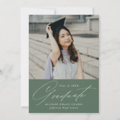 ミニマエレガントリストの緑の写真卒業 案内状 (正面)