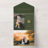 ミニマエレガントリストの緑/金ゴールド写真 オールインワン招待状 (内側)