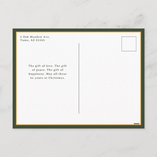 ミニマエレガントリストの緑/金ゴールド写真 シーズンポストカード (裏面)