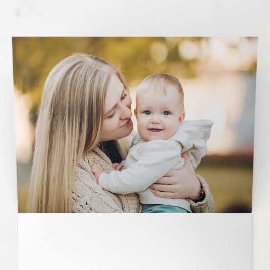 ミニマエレガントリストの緑/金ゴールド写真 三つ折りクリスマスカード (内部最初)