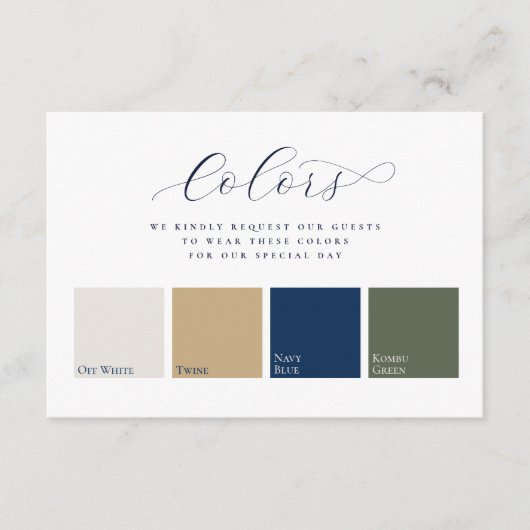 ミニマエレガントリストの色の装結婚置 エンクロージャーカード (正面)