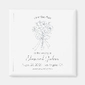 ミニマエレガントリストの花と弓の日付を保存 マグネット (正面)