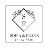 ミニマエレガントリストの葉結婚のモノグラム ラバースタンプ (インプリント)