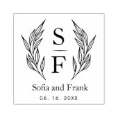 ミニマエレガントリストの葉結婚のモノグラム ラバースタンプ (インプリント)