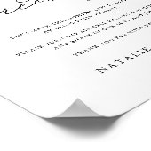 ミニマエレガントリストの詰め結婚ていない式のサイン ポスター (角)