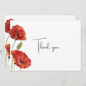 ミニマエレガントリストの赤いポピー結婚の花 サンキューカード (正面/裏面)