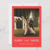 ミニマエレガントリストの赤い写結婚真 招待状 (裏面)