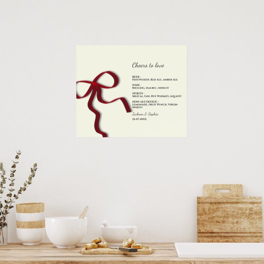 ミニマエレガントリストの赤い弓シンプルのメエレガントニューSig ポスター (キッチン)