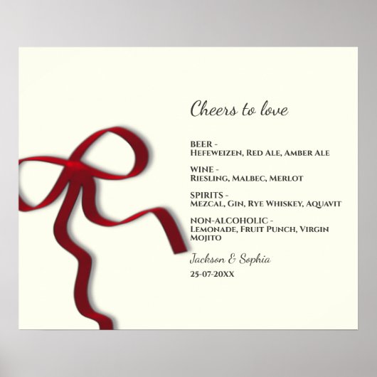 ミニマエレガントリストの赤い弓シンプルのメエレガントニューSig ポスター (正面)