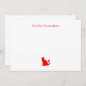 ミニマエレガントリストの赤い猫フラットノートカード ノートカード (正面/裏面)