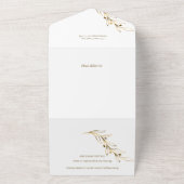 ミニマエレガントリストの金ゴールドラ描イ葉ンの2-Photo オールインワン招待状 (外側)