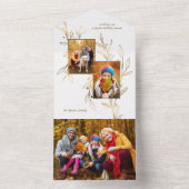 ミニマエレガントリストの金ゴールドラ描イ葉ンの2-Photo オールインワン招待状 (内側)