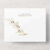 ミニマエレガントリストの金ゴールドラ描イ葉ンの2-Photo オールインワン招待状 (裏面)