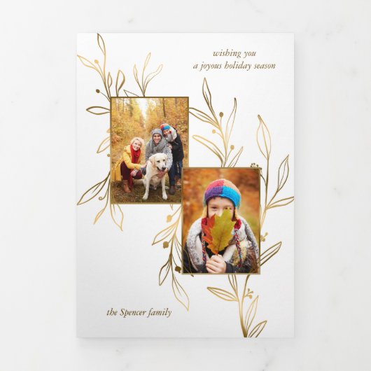 ミニマエレガントリストの金ゴールドラ描イ葉ンの2-Photo 三つ折りカード (カバー)