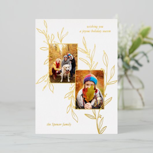 ミニマエレガントリストの金ゴールドラ描イ葉ンの2-Photo 箔シーズンカード (立ち正面)