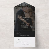 ミニマエレガントリストの黒い結婚写真 オールインワン招待状 (内側)