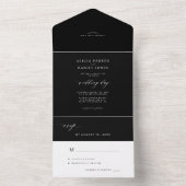 ミニマエレガントリストの黒と白の暗結婚色 オールインワン招待状 (内側)